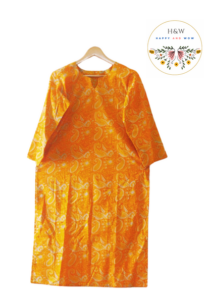 Pure Cotton Paisley Yellow Kurta + Chikankari Palazzo + Dupatta